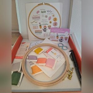 Clever Poppy Beginner Pot Plants Stitch Sampler Embroidery Kit with Hoop